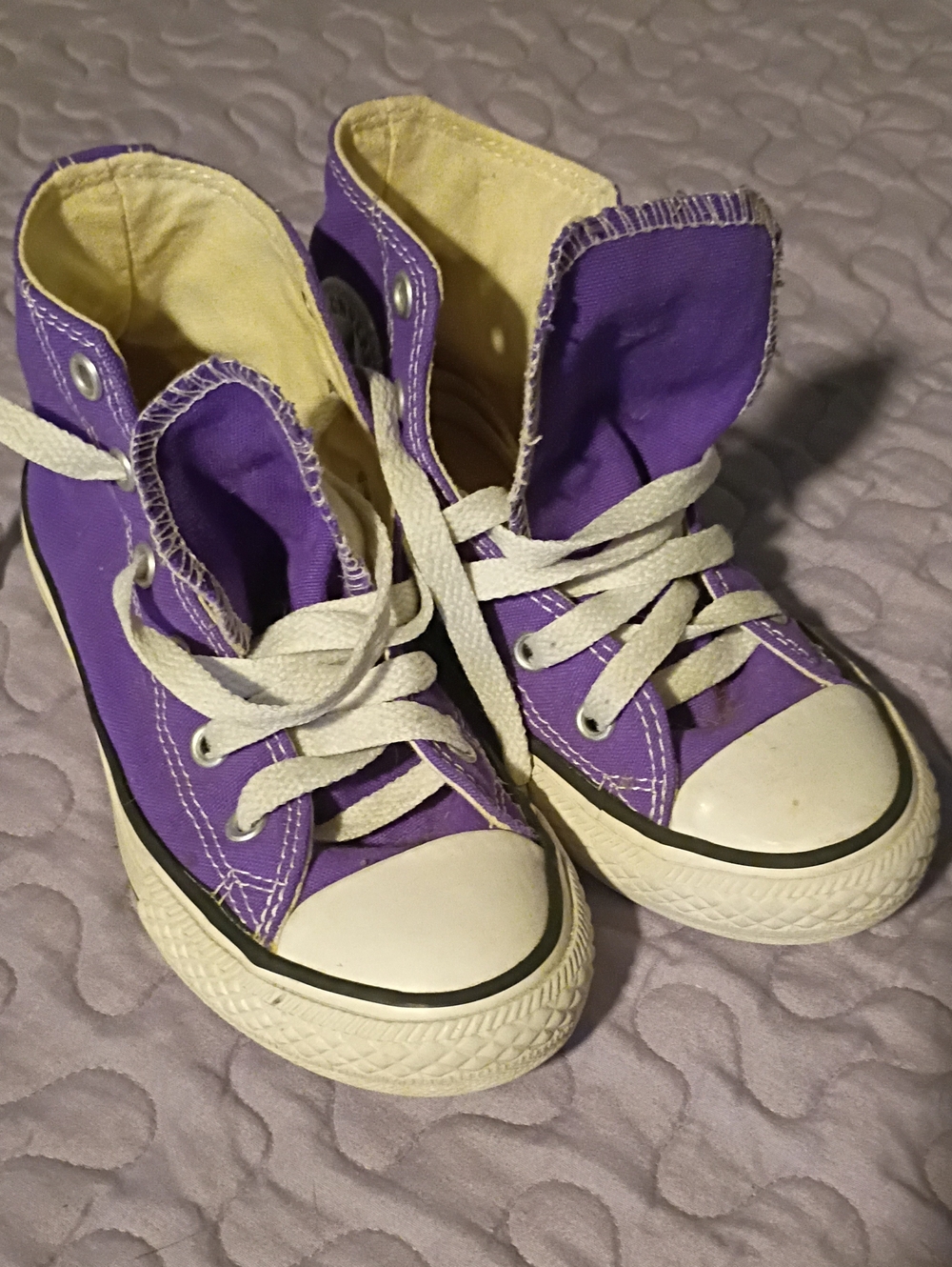 Purple Kids High-Top Canvas Sneakers